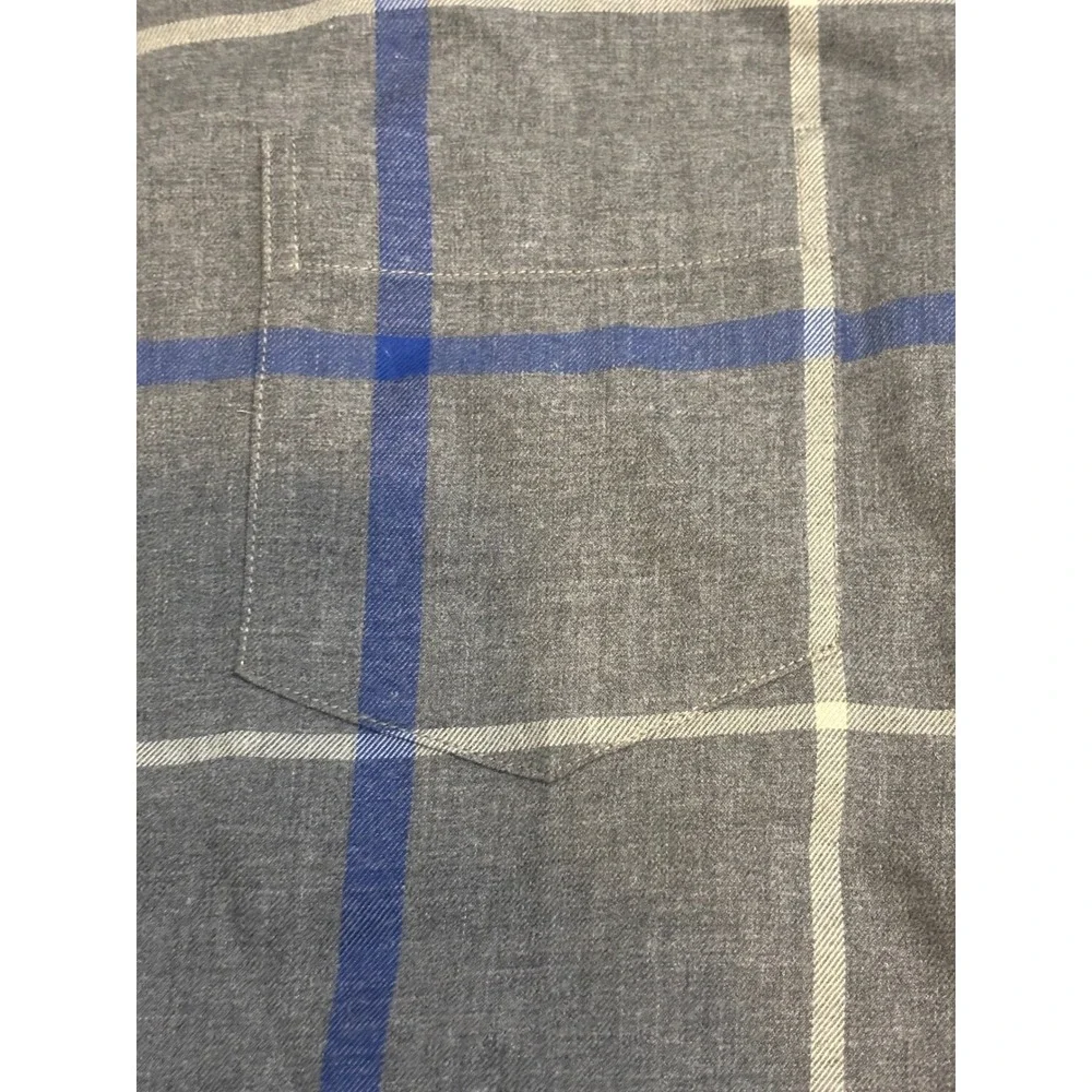 Banana Republic Luxe Flannel Shirt Mens Medium Camden Plaid Gray Long Sleeve